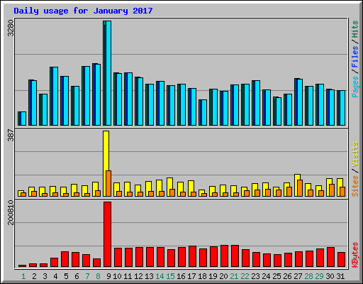 Daily usage for January 2017