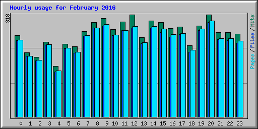 Hourly usage for February 2016